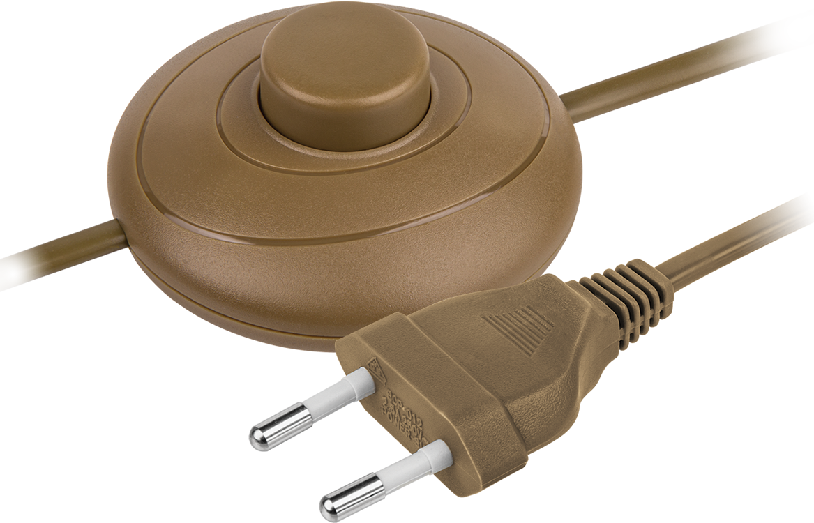 Шнур NPS-FS01-170-2x0.5-BR 1.7м с выключателем коричневый