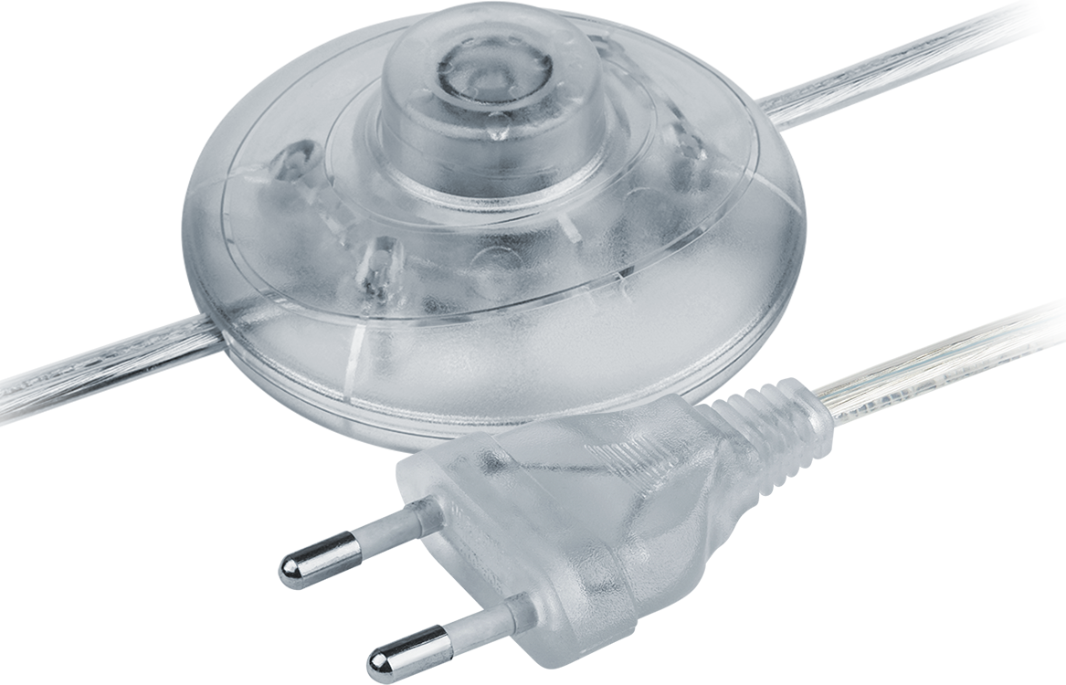 Шнур NPS-FS01-170-2x0.5-TR 1.7м с выключателем прозрачный