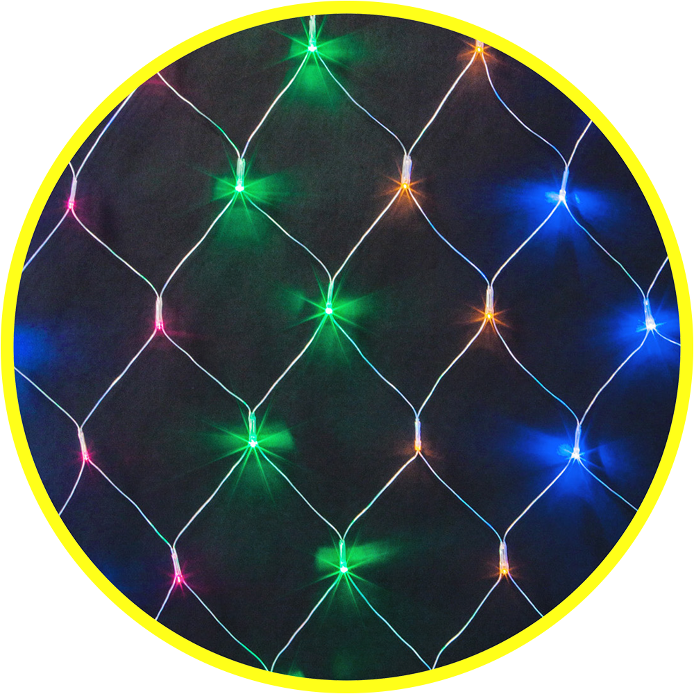 Гирлянда светодиодная новогодняя NGF-N01-240RGBY-12-2x1.5 м-230-TR-IP44