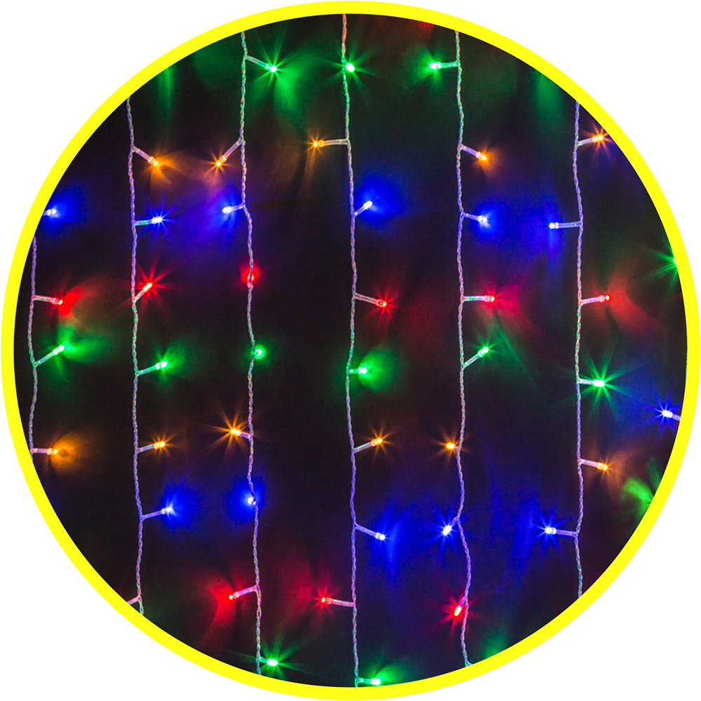 Гирлянда светодиодная новогодняя NGF-C01-288RGBY-8-1.5x1.5 м-230-C8-TR-IP20