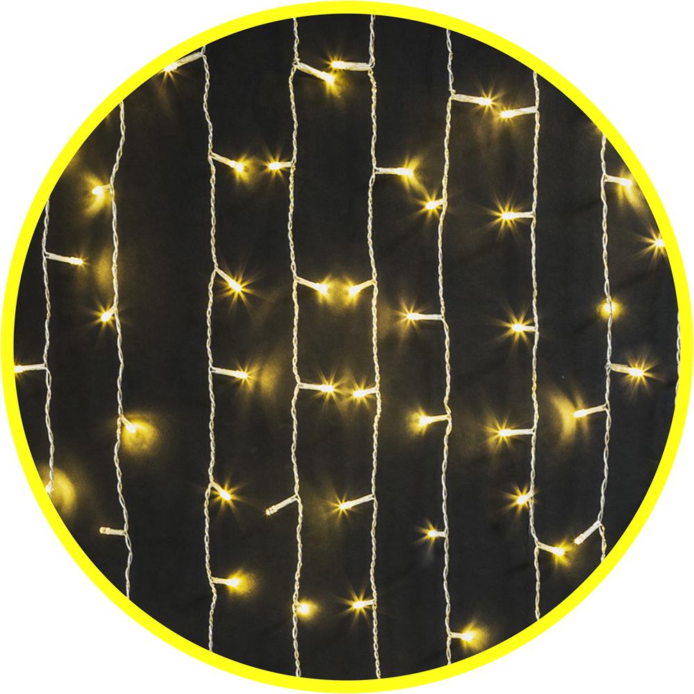 Гирлянда светодиодная новогодняя NGF-C01-357WW-8-2x1.5m-230-TR-IP20