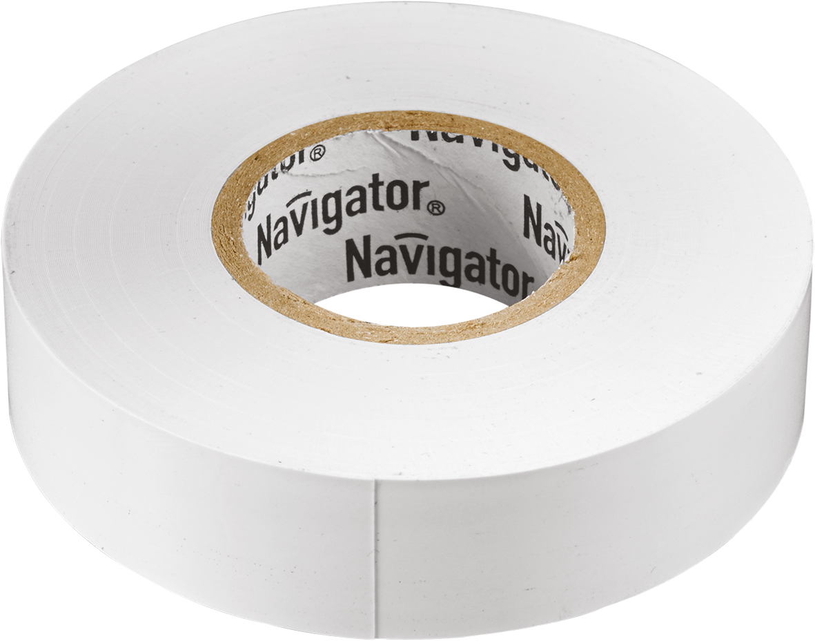 Изолента ПВХ бел 19мм 20м Navigator NIT-A19-20/WH