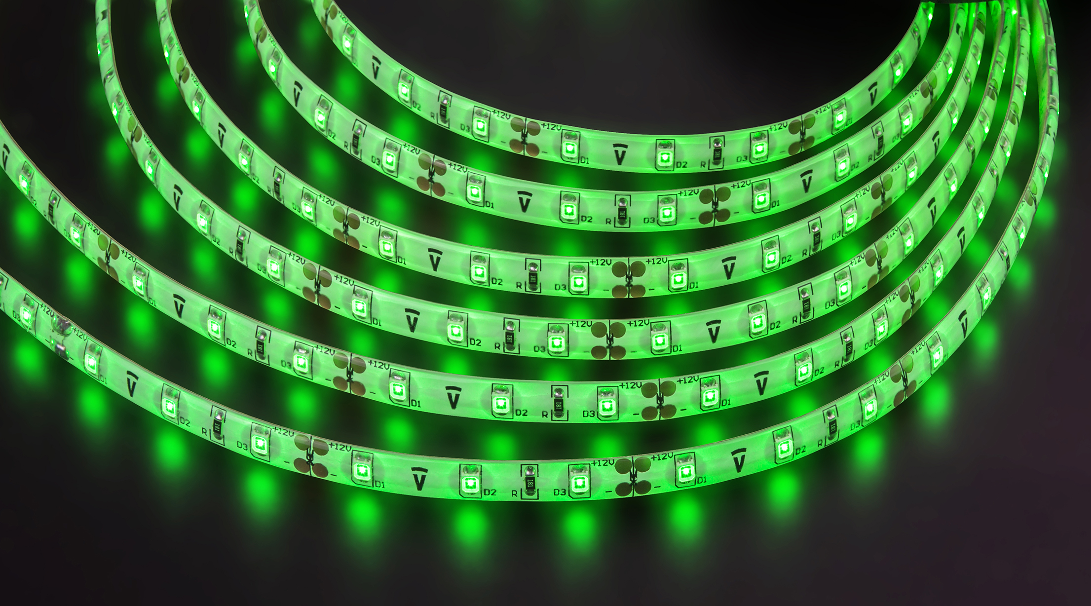 Лента светодиодная 4.8Вт/м 12В зеленый IP65 60LED/м NLS-3528 5м