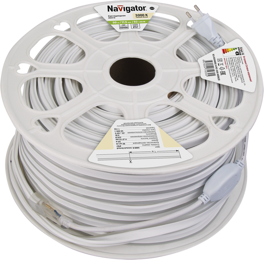 Лента светодиодная 9Вт/м 220В 3000К IP67 92LED/м NLS-2835-NEONLED 20м