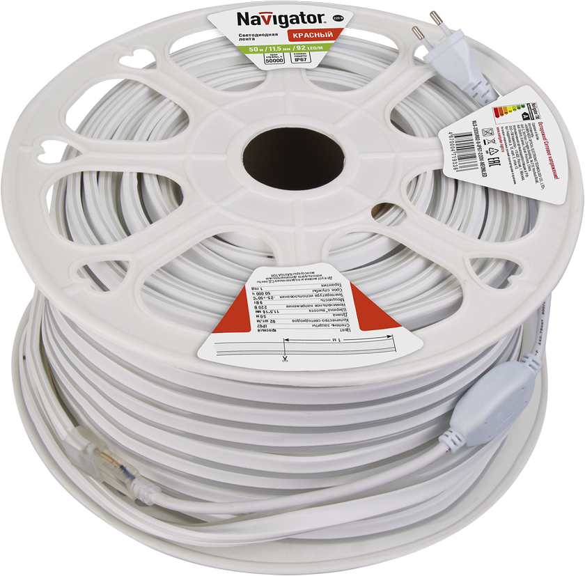 Лента светодиодная 9Вт/м 220В красный IP67 92LED/м NLS-2835-NEONLED 20м