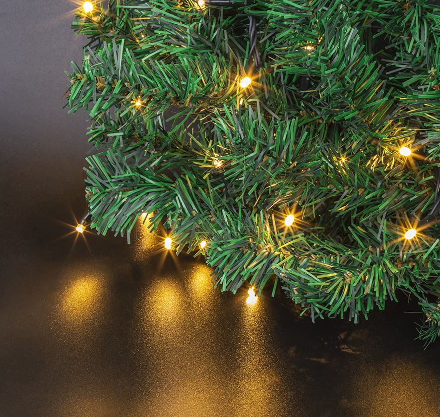 Гирлянда светодиодная новогодняя NGF-D023-01 еловый шлейф WW 20 1.8 м IP20 BL