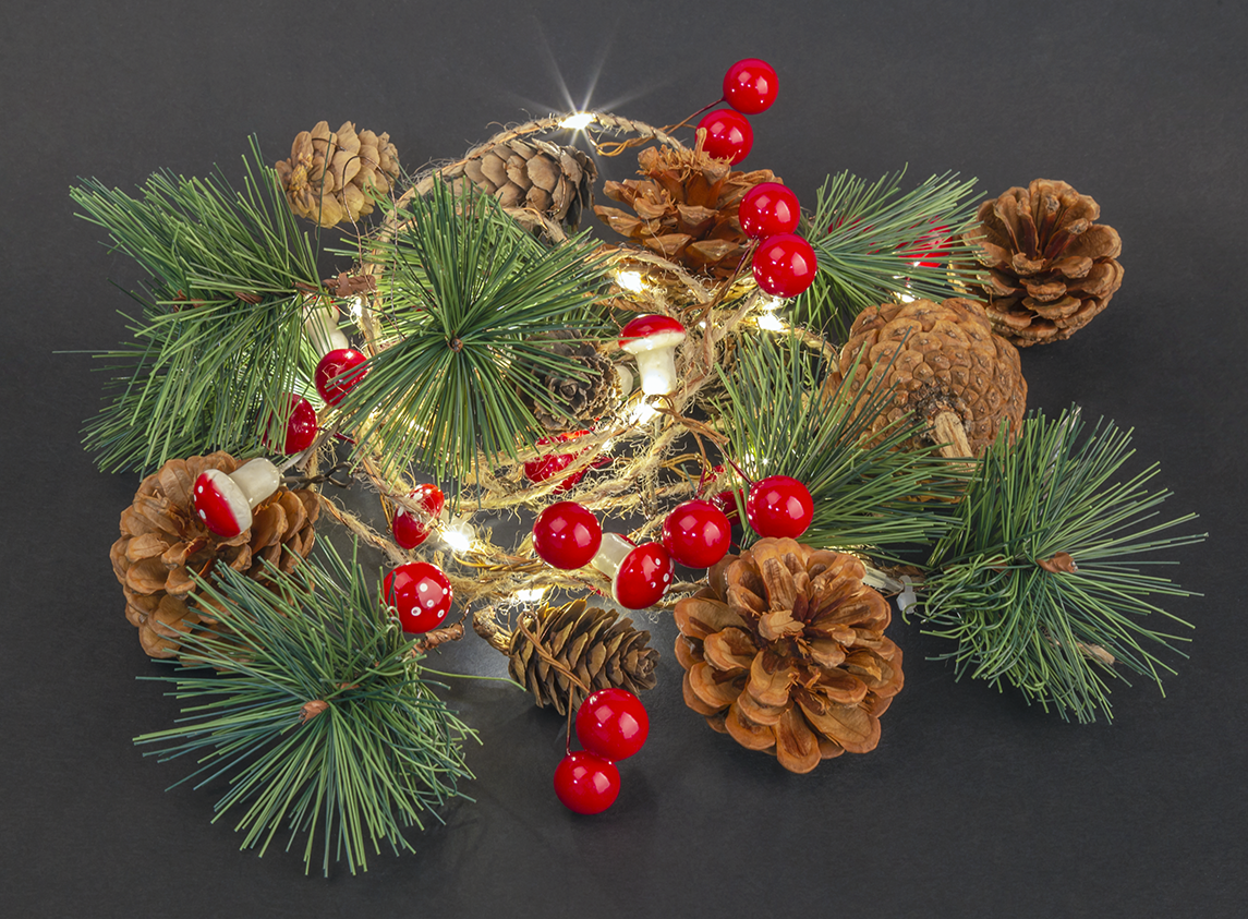 Гирлянда светодиодная новогодняя NGF-D024-01 шишки 2АА