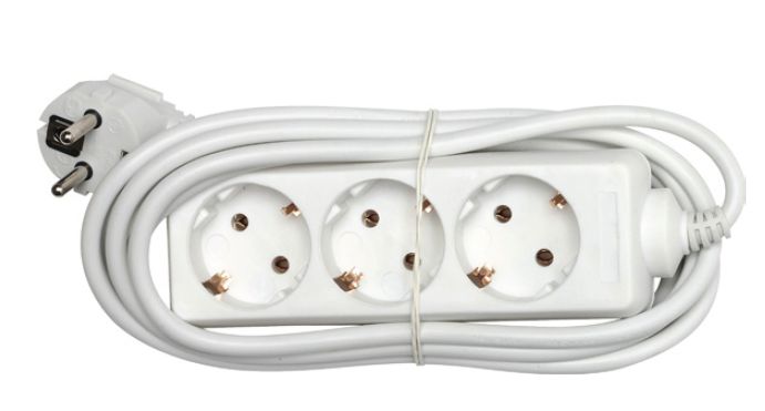 Удлинитель бытовой 3 розетки шнур 5м с заземлением 16А ПВС 3 розетки шнур 1