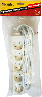 Удлинитель бытовой 5х5м с заземлением 16А ПВС 3х1.00