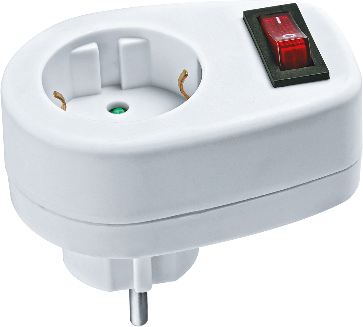 Переходник Navigator 94 669 NAD-1E-СS-WH 1гнездо с выключателем