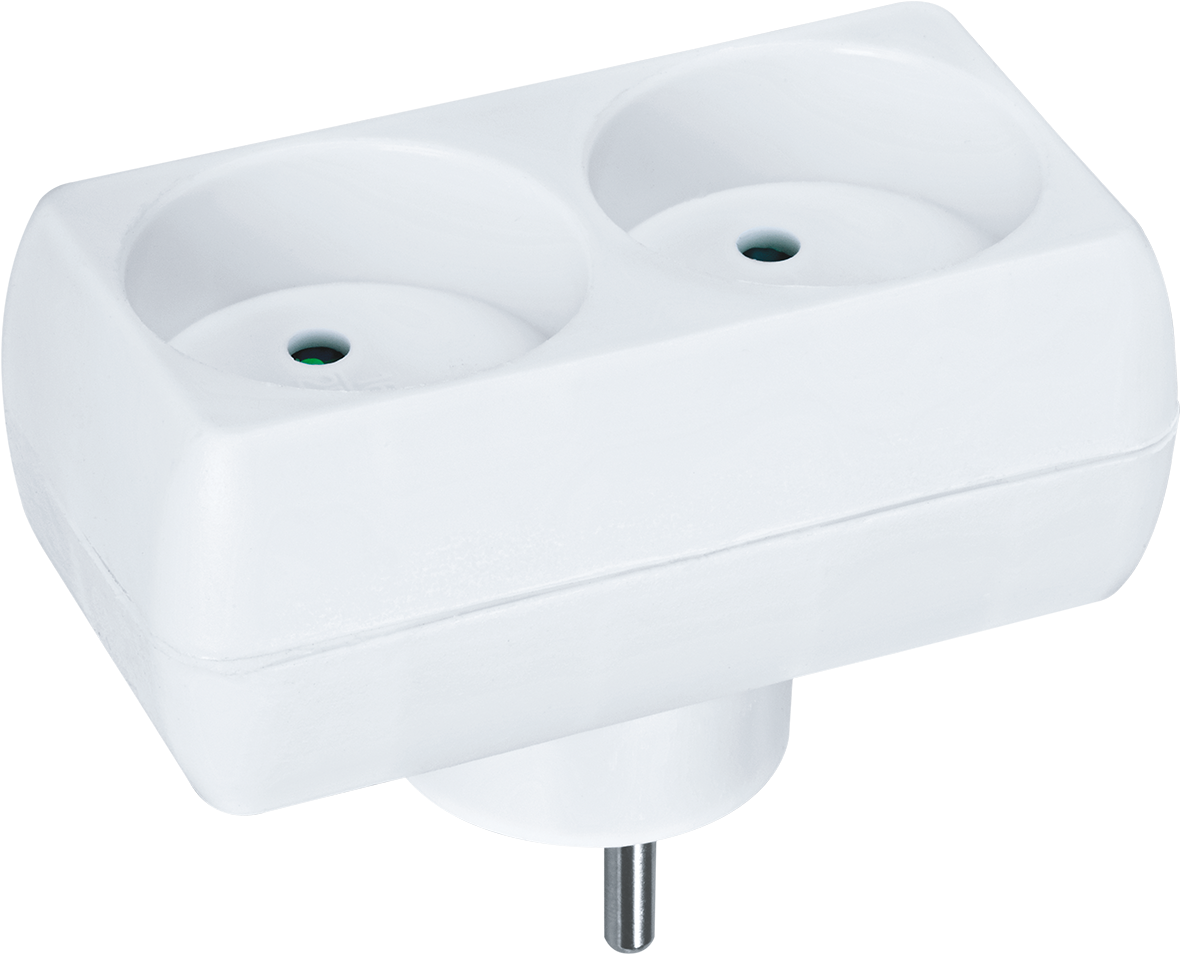 Тройник на 2 гнезда без заземления NAD-L-2X-C-WH