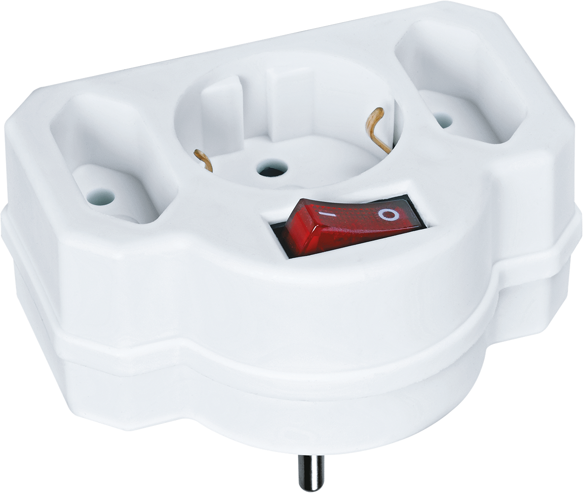 Разветвитель 94 698 NAD-3-R2F-WH 3 гнезда в ряд 1 гнездо с заземлением 2 гнезда без заземления