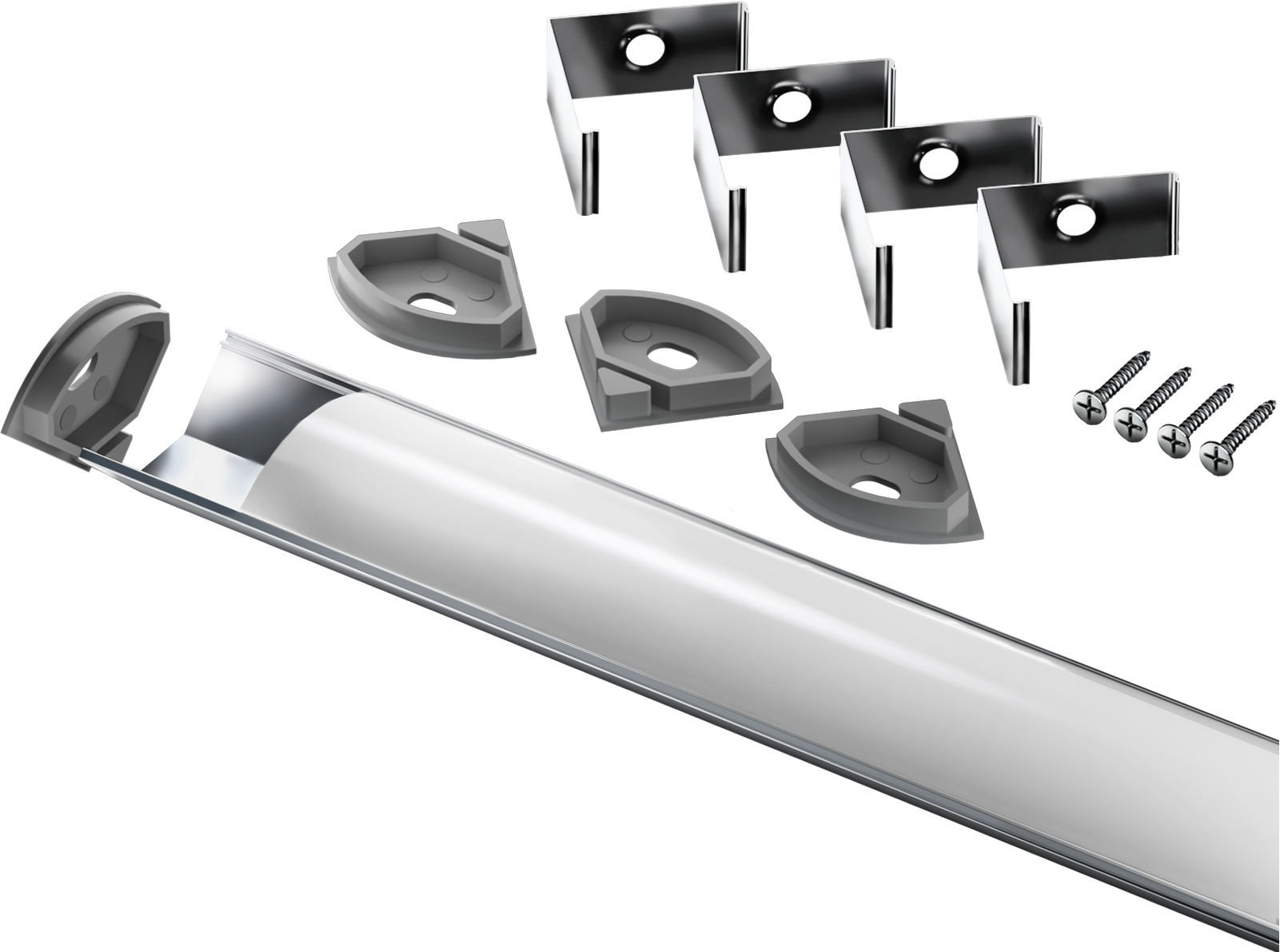 Профиль угловой алюминиевый 2м матовый экран 4 заглушки 4 крепежа для светодиодных лент NPR-05-SET