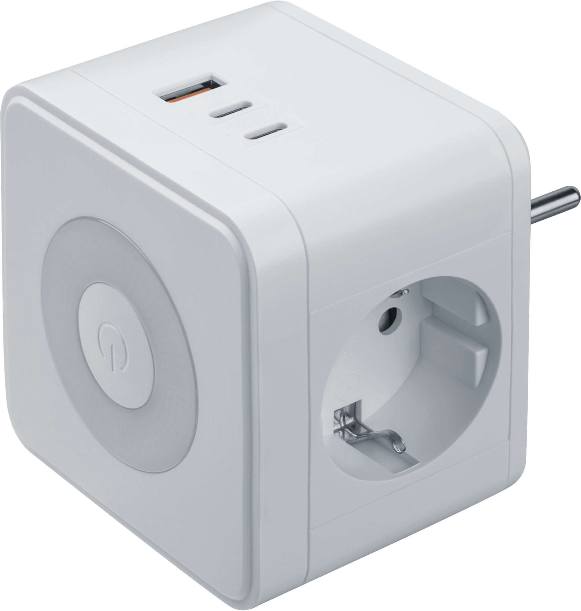 Разветвитель NAD-USB03-2E-PD20W-WH 2 розетки с/з 1xUSB-A + 2xUSB-C быстрая зарядка ночник