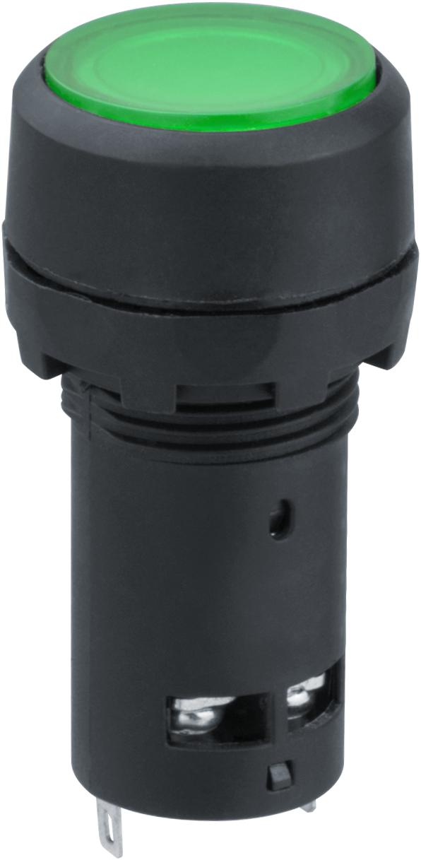 Кнопка NBI-B-09-G зеленая с подсветкой d22мм 230В NO+NC