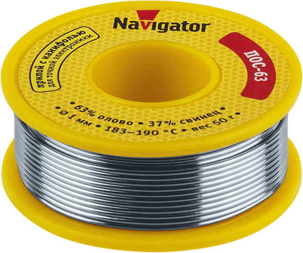 Припой NEM-Pos05-63K-1-K50 (ПОС-63, катушка, 1 мм, 50 гр) Navigator