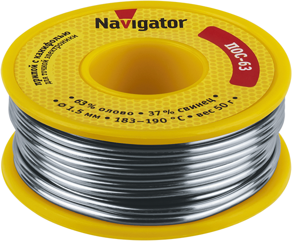 Припой NEM-Pos05-63K-1.5-K50 (ПОС-63, катушка, 1.5 мм, 50 гр) Navigator