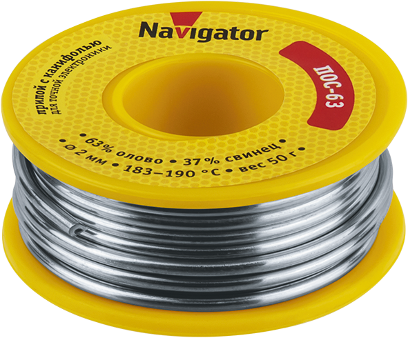 Припой NEM-Pos05-63K-2-K50 (ПОС-63, катушка, 2 мм, 50 гр) Navigator
