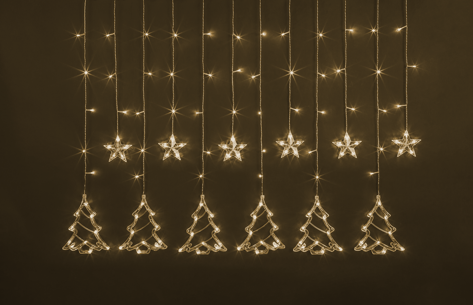 Гирлянда светодиодная новогодняя NGF-D033-01 бахрома звезды и елочки WW 2.5х1 м IP20