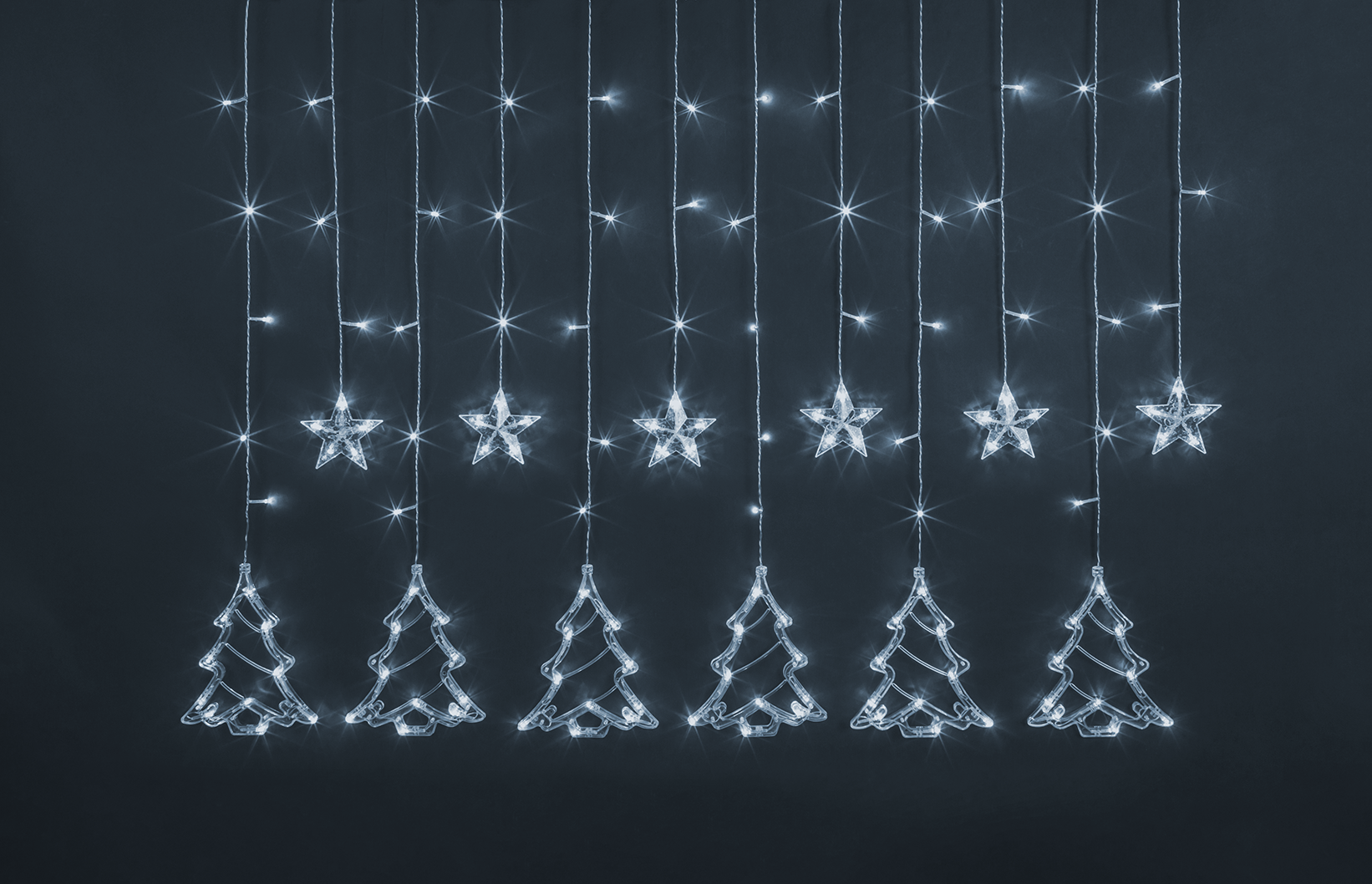 Гирлянда светодиодная новогодняя NGF-D033-02 бахрома звезды и елочки CW 2.5х1 м IP20