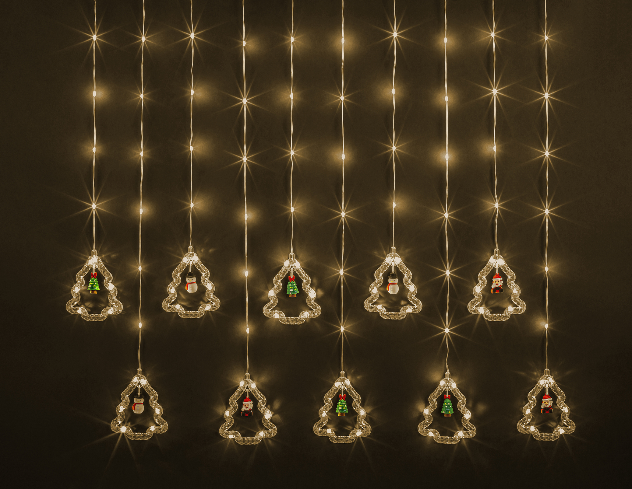 Гирлянда светодиодная новогодняя NGF-D034-01 бахрома елки и фигурки WW 3x0.6 м IP20