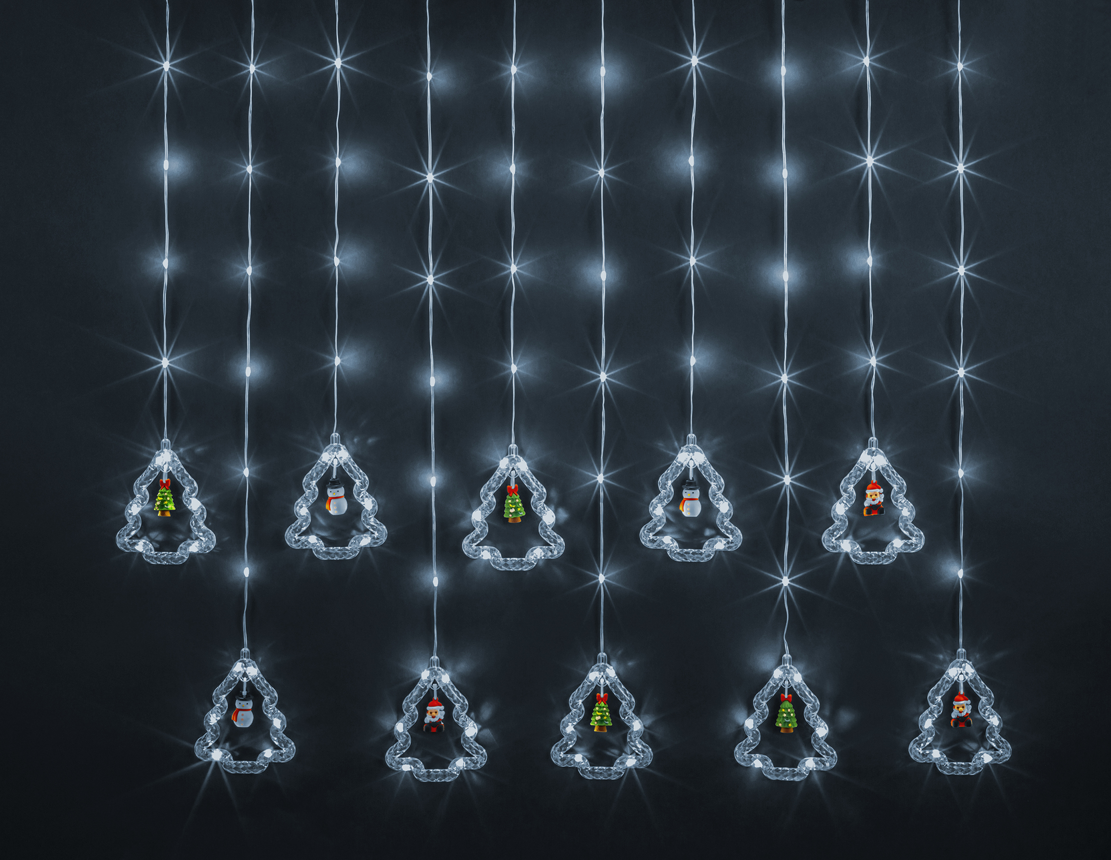 Гирлянда светодиодная новогодняя NGF-D034-02 бахрома елки и фигурки CW 3х0.6 м IP20