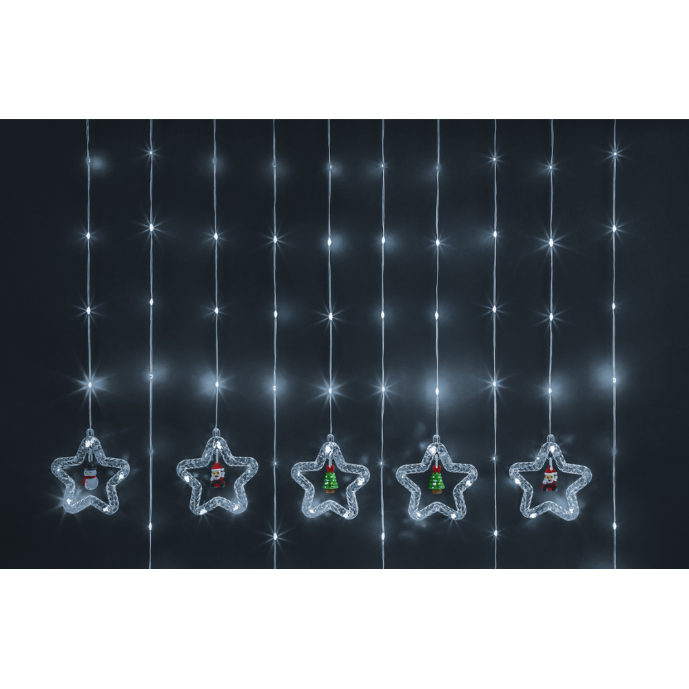 Гирлянда светодиодная новогодняя NGF-D035-02 бахрома звезды и фигурки CW 3x0.6 м IP20