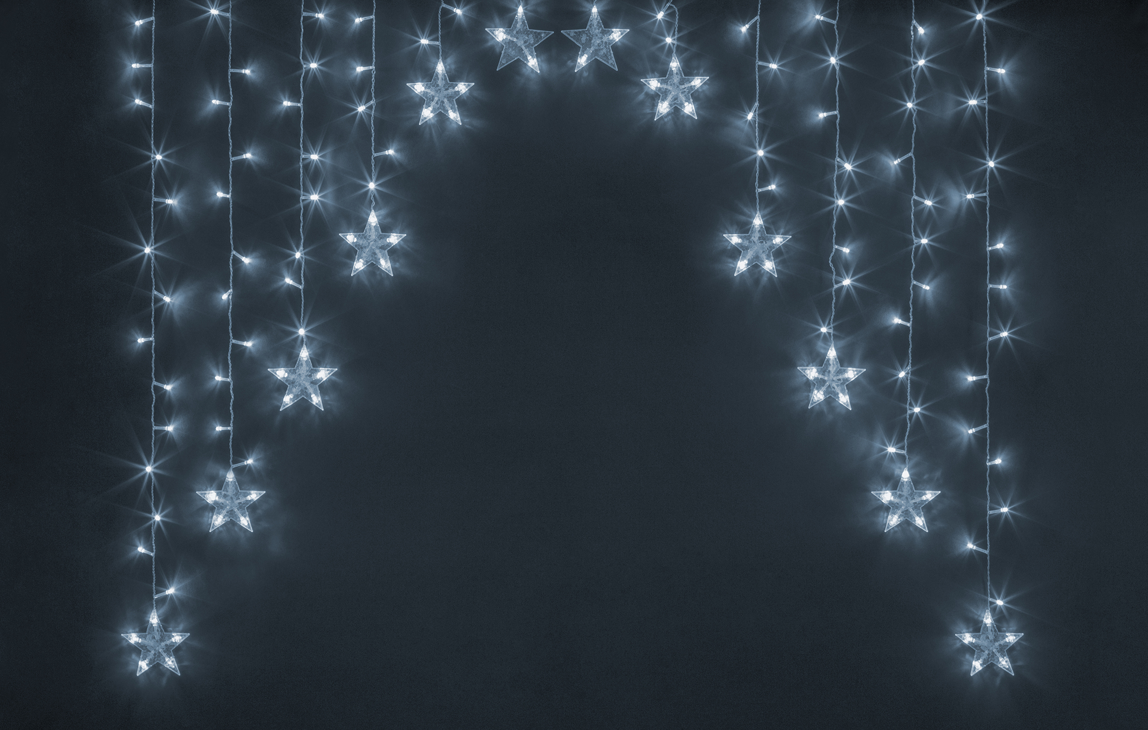 Гирлянда светодиодная новогодняя NGF-D038-01 бахрома-арка звезды CW 2.5x0.8м IP20