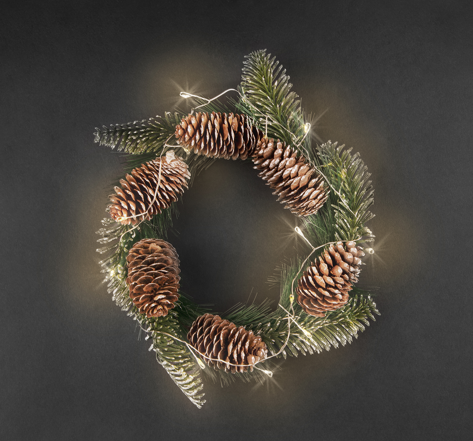 Гирлянда светодиодная новогодняя NGF-D041-02 венок-шишки и ягоды