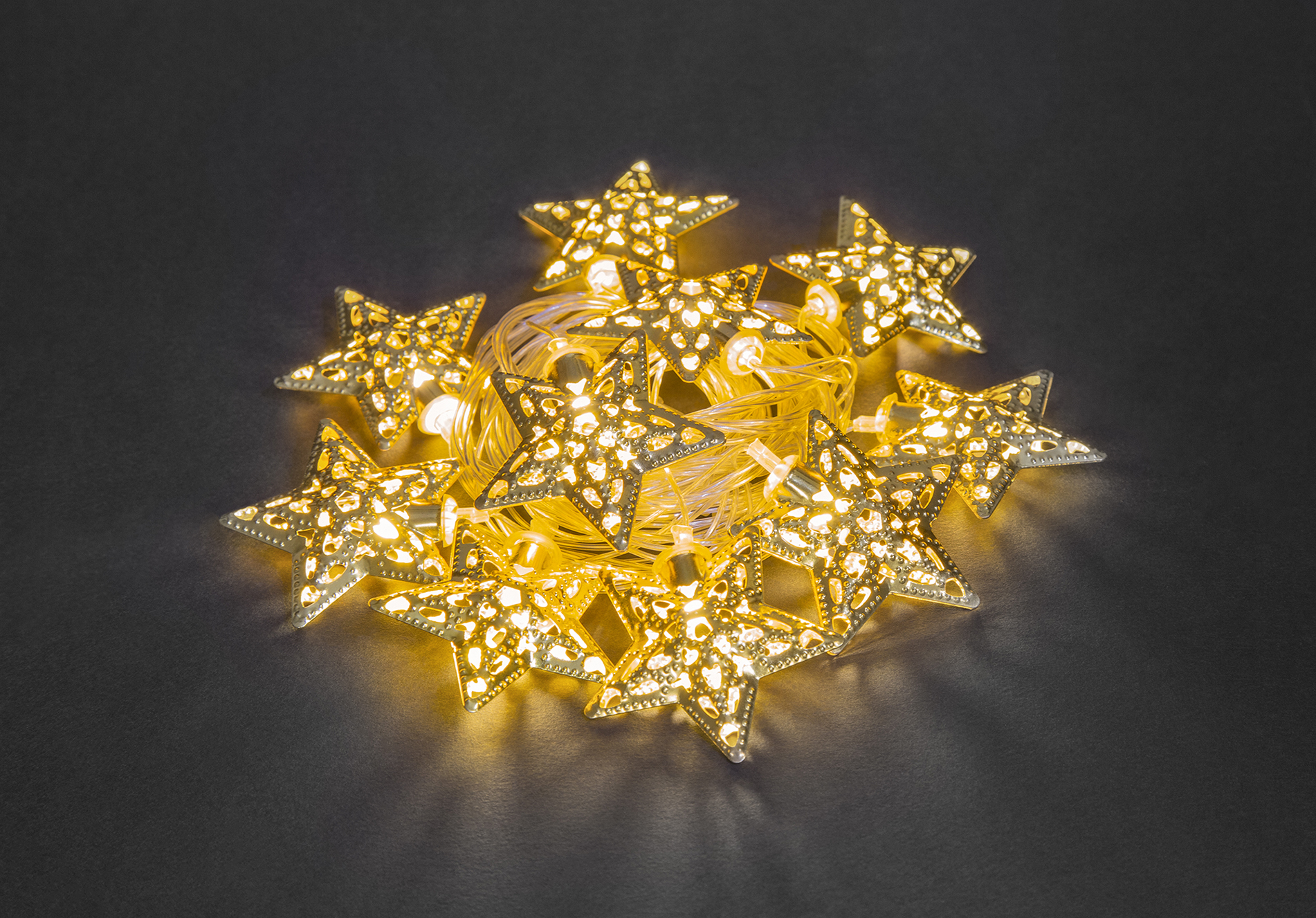 Гирлянда светодиодная новогодняя NGF-D042-02 нить золотые звезды WW 1.6 м IP20