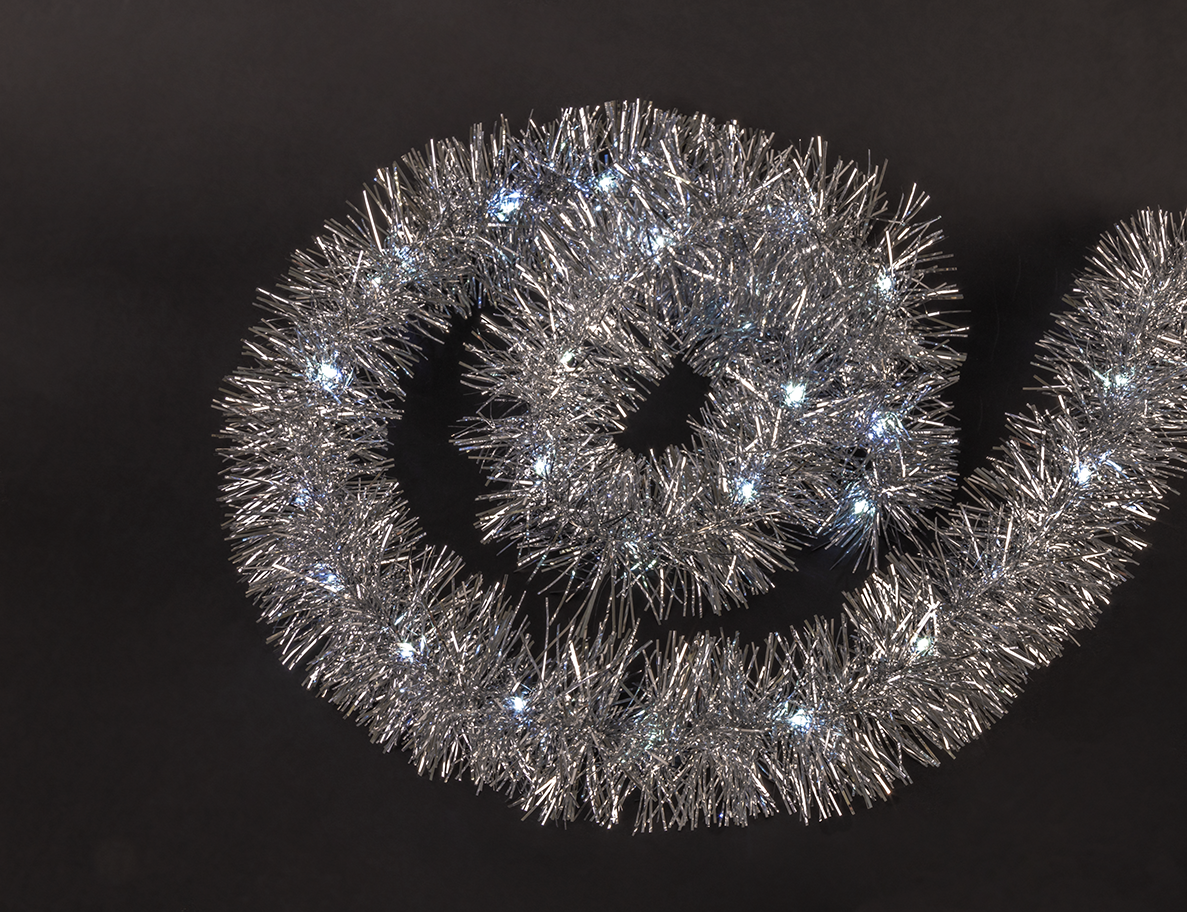 Гирлянда светодиодная новогодняя NGF-D043-02 мишура белая