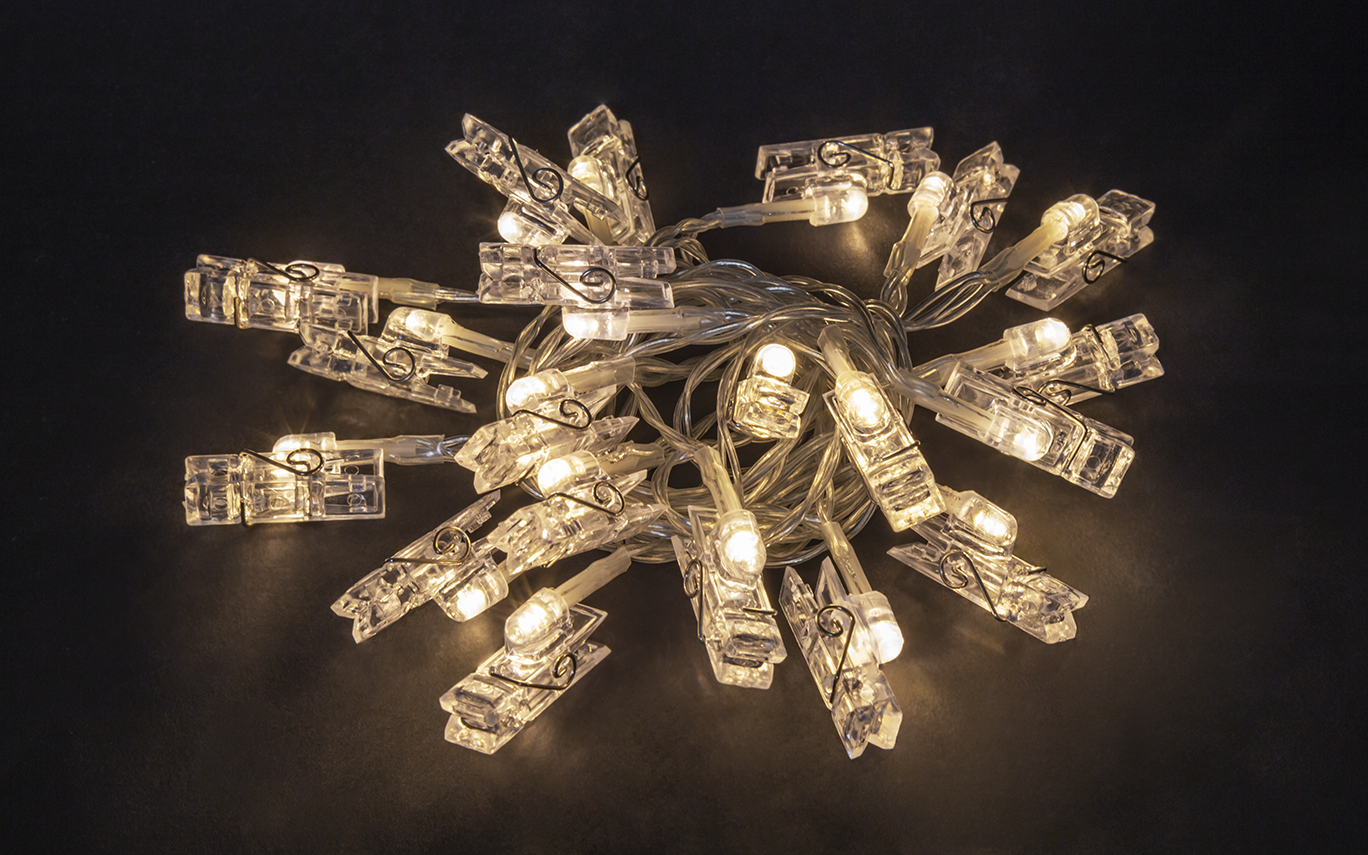 Гирлянда светодиодная новогодняя NGF-D048-01 прищепки CW 4.5 м