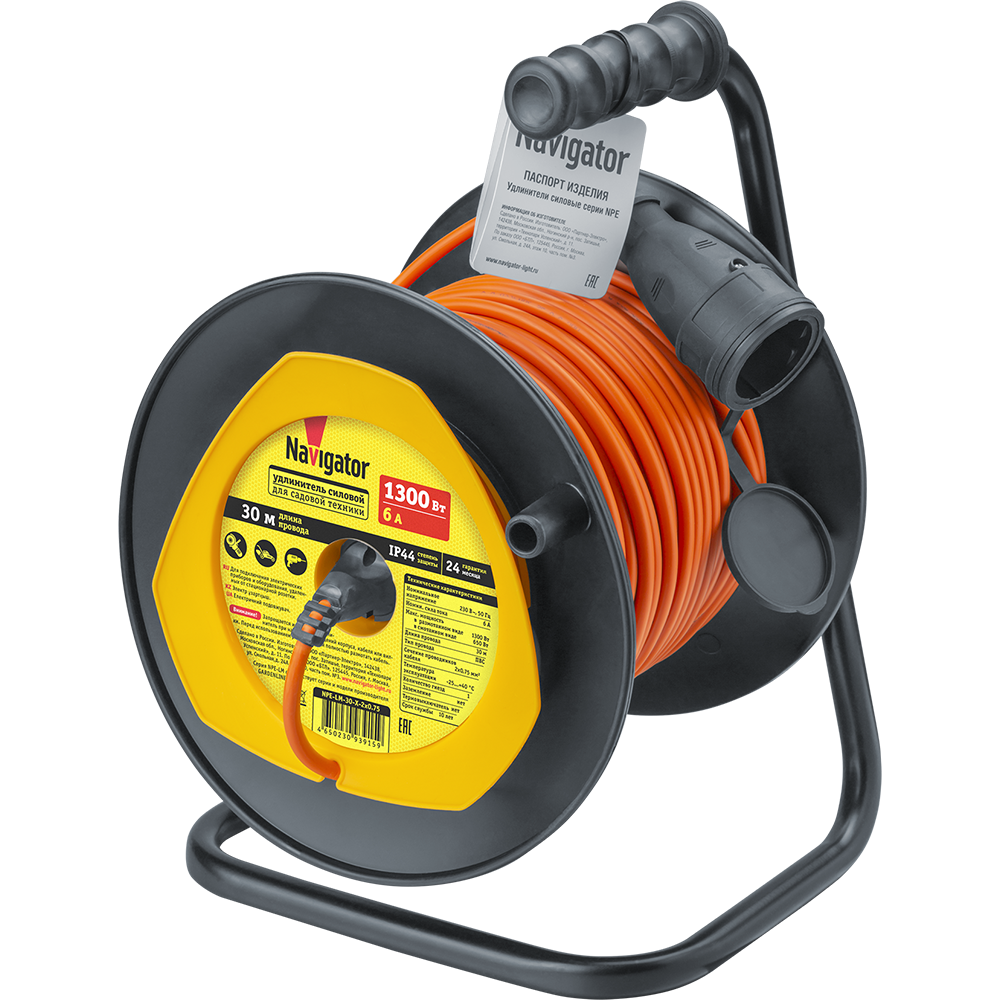 Удлинитель силовой NPE-LM-30-X-2x0.75 для садовой техники б/з 30м ПВС 2х0,75 1300 Вт IP44