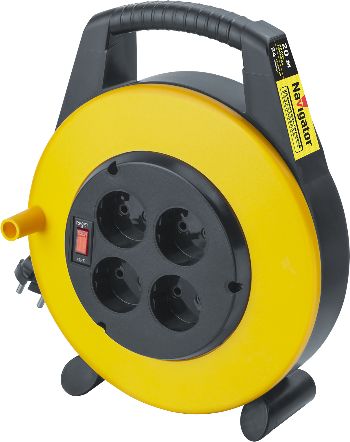 Удлинитель силовой NPE-RС-04-20-X-2x0.75 в закрытом корпусе с термовыключателем 4 гнезда б/з 20м ПВС 2х0,75 1300 Вт IP20