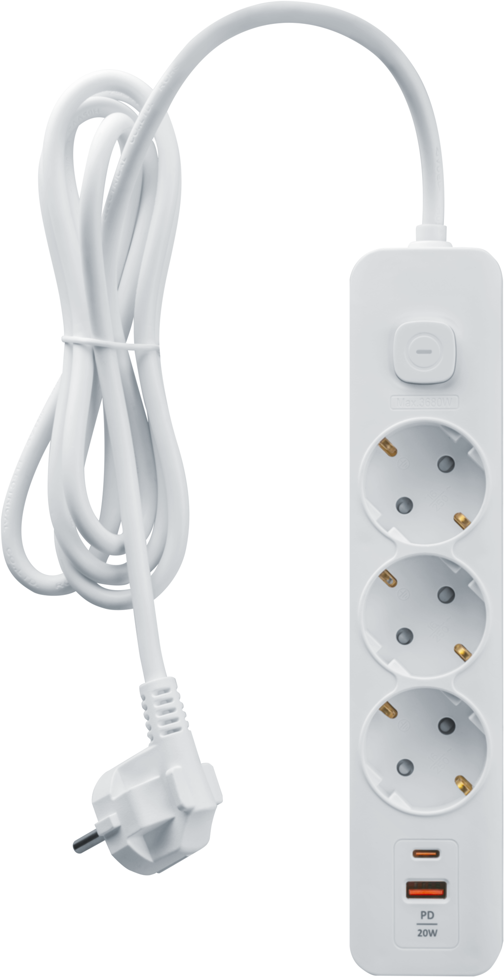 Удлинитель бытовой NPE-USB06-03-300-ESC-3X1-PD20W 3 розетки с/з 3м ПВС 3х1мм 1хUSB-A+1xUSB-C быстрая зарядка