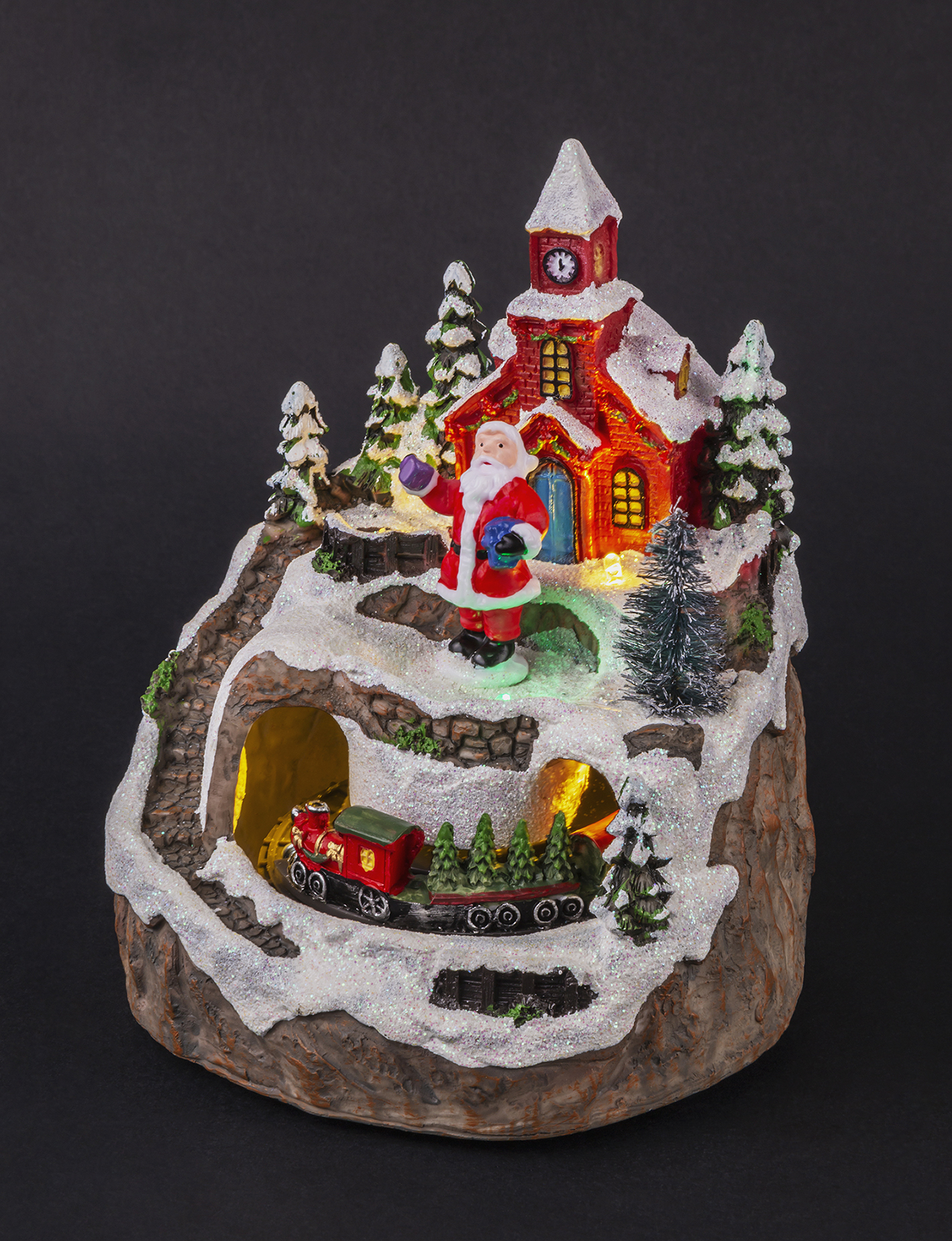 Светильник новогодний NSL-60 музыкальный-дед мороз и новогодний поезд