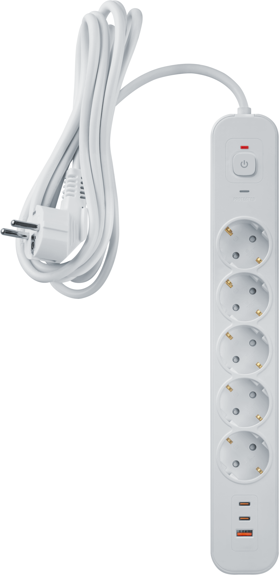 Сетевой фильтр NSP-USB-05-300-ESC-3x1-PD20W 5 розеток с/з 3м ПВС 3х1мм 1хUSB-A+2xUSB-C быстрая зарядка