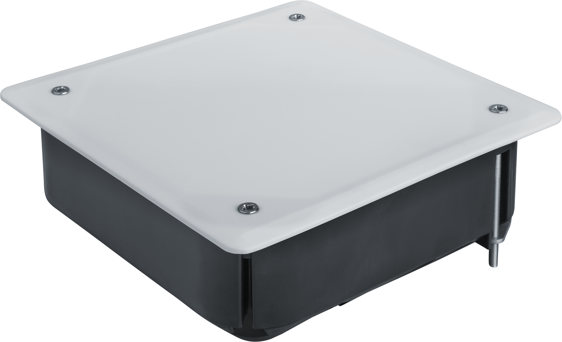 Коробка NSS-DB-HW-115-115-45-BL распаячная скрытого монтажа с мет. лапками и крышкой черная 115х115х45