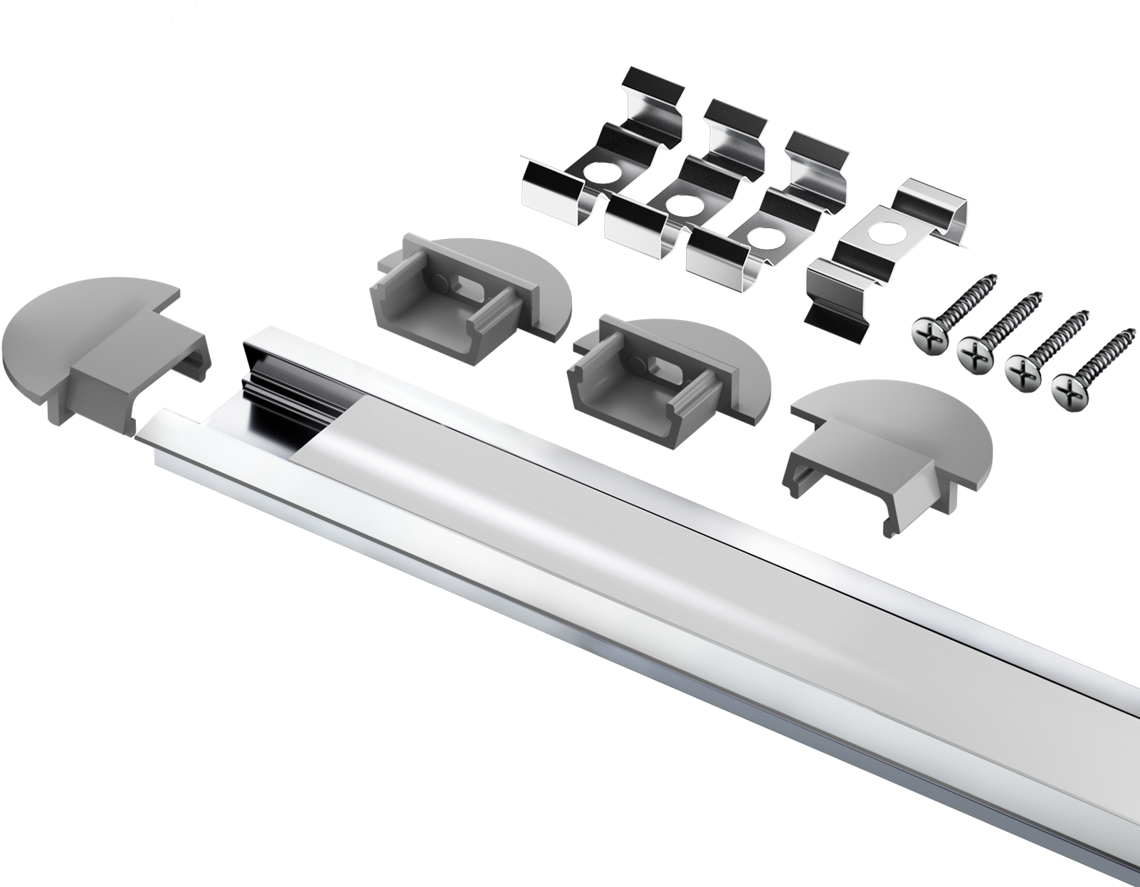 Профиль врезной алюминиевый 2м матовый экран 4 заглушки 4 крепежа для светодиодных лент NPR-03-SET