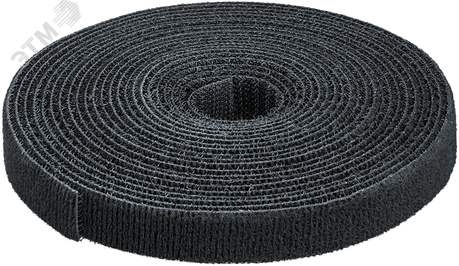 Изображение товара Хомут-липучка 16мм черный 5м ролл монтаж кабельных систем