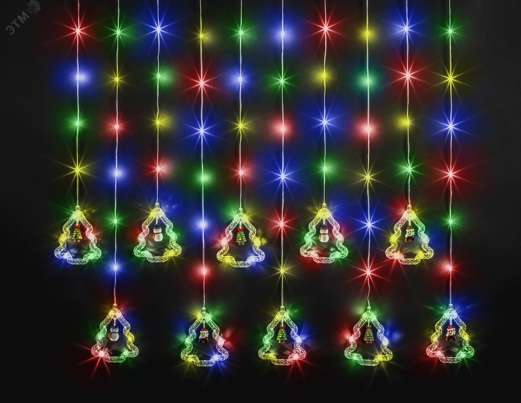 Изображение товара Новогодняя светодиодная гирлянда бахрома RGBY 3x0.6 м IP20 Navigator NGF-D034-03