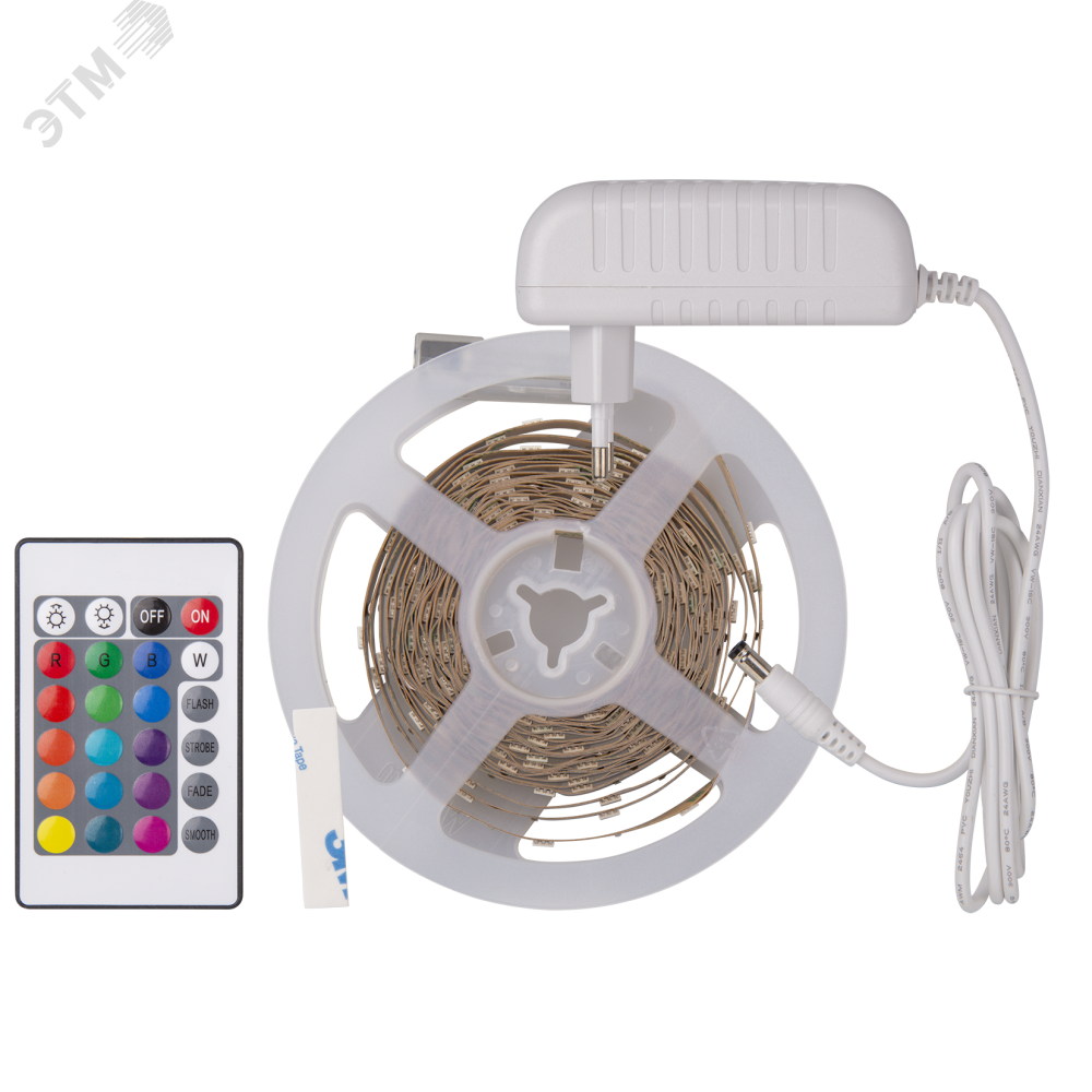 Изображение товара Комплект светодиодной ленты RGB 7.2Вт/м 12В IP20 3м с контроллером и адаптером Navigator NLS-SET-01