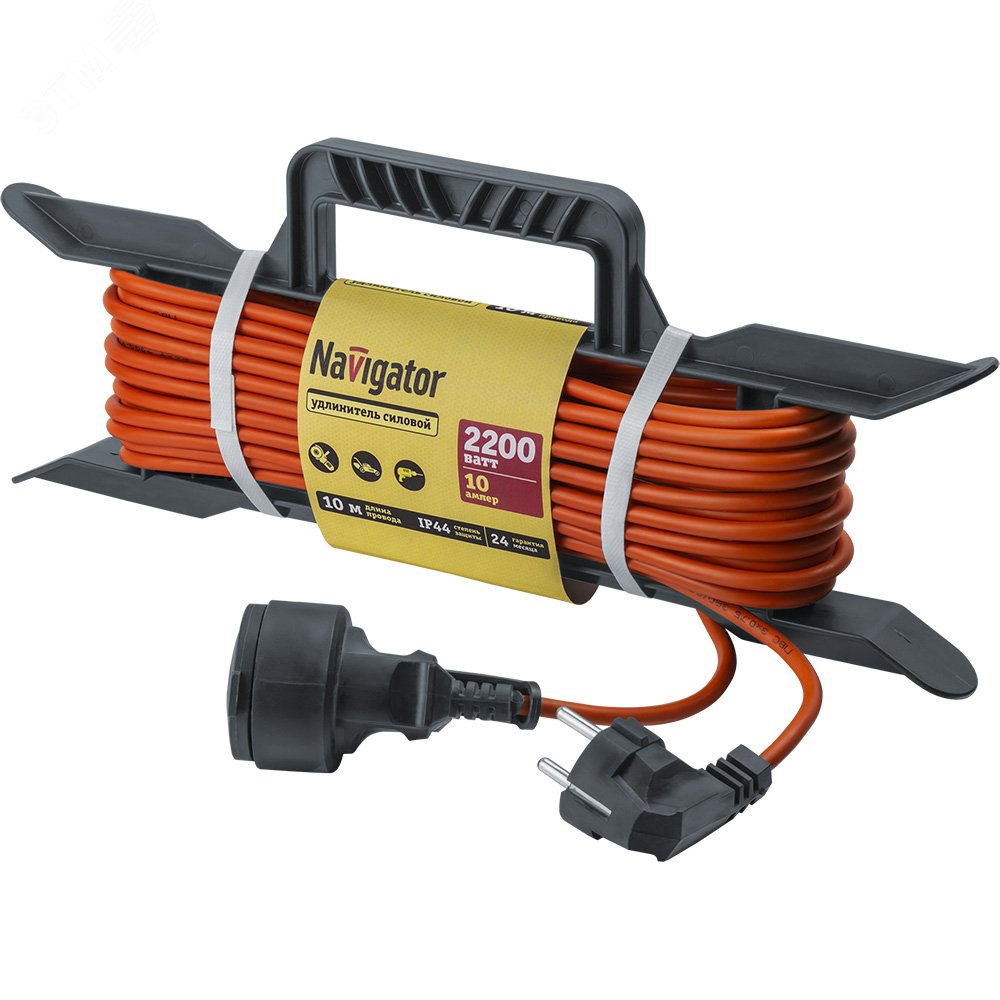 Изображение товара Удлинитель силовой Navigator 10м IP44 для внутренней и наружной установки