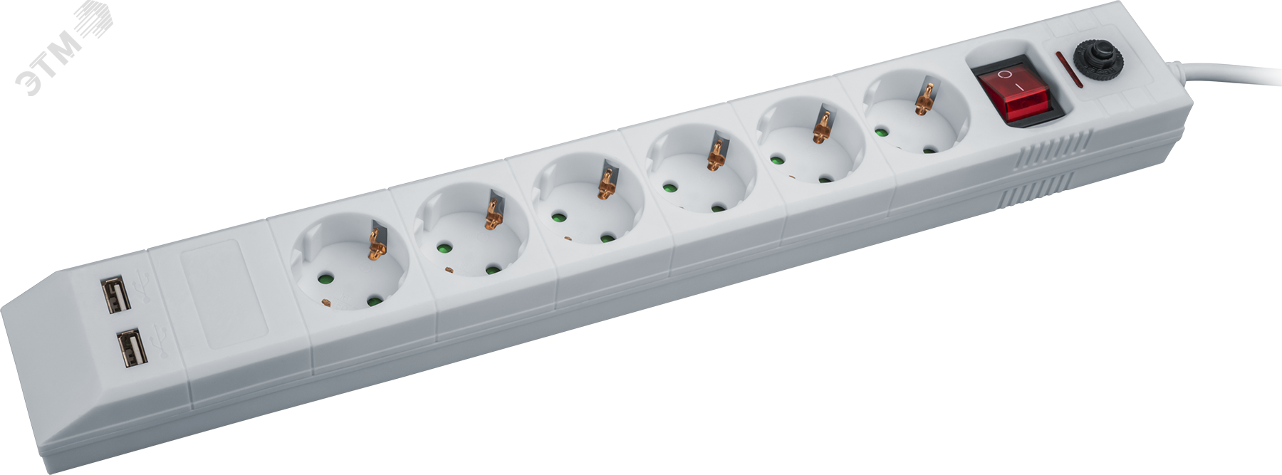 Изображение товара Сетевой фильтр Navigator NSP-USB-06-180-ESC 6 гнезд 1.8м с USB-A