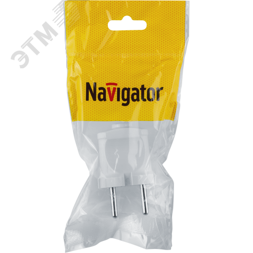 Вилка Navigator прямая без заземления белая 61 358 NCA-PL01-6A-X-WH - фото 3