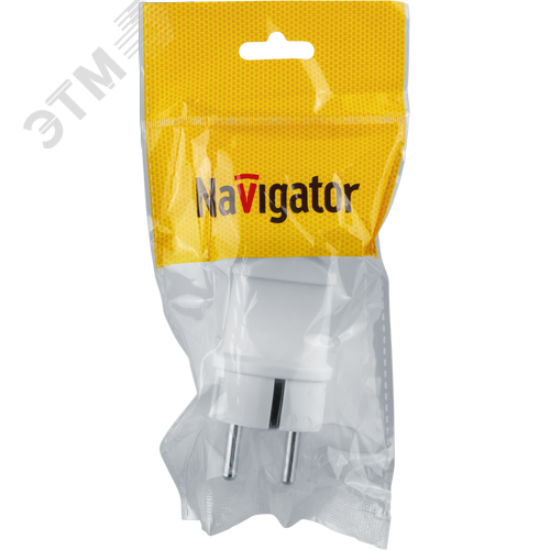 Вилка Navigator прямая с заземлением белая 61 359 NCA-PL02-16A-E-WH - фото 3