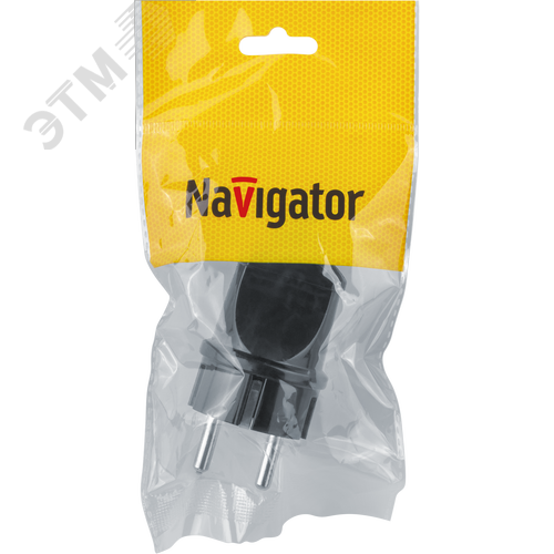 Вилка Navigator прямая с заземлением черная 61 360 NCA-PL02-16A-E-BL - фото 3