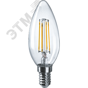 Лампа светодиодная LED 4вт Е14 белый свеча FILAMENT