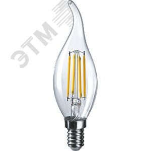 Лампа светодиодная LED 4вт Е14 белый свеча на ветру FILAMENT