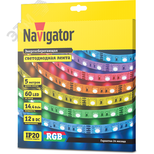 Лента светодиодная 14.4Вт/м 12В RGB IP20 60LED/м NLS-5050 5м - фото 2